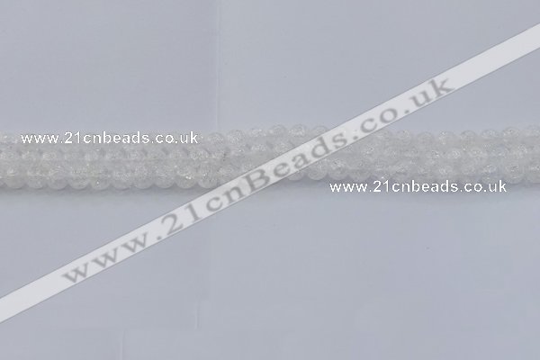 CNC550 15.5 inches 4mm round natural crackle white crystal beads