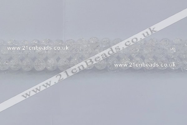 CNC552 15.5 inches 8mm round natural crackle white crystal beads