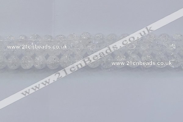 CNC553 15.5 inches 10mm round natural crackle white crystal beads