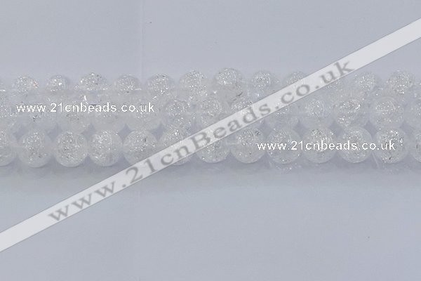 CNC555 15.5 inches 14mm round natural crackle white crystal beads