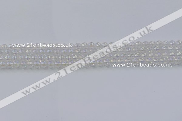 CNC560 15.5 inches 4mm round plated crackle white crystal beads