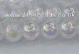 CNC562 15.5 inches 8mm round plated crackle white crystal beads