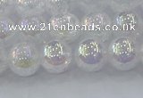 CNC562 15.5 inches 8mm round plated crackle white crystal beads