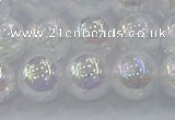 CNC564 15.5 inches 12mm round plated crackle white crystal beads