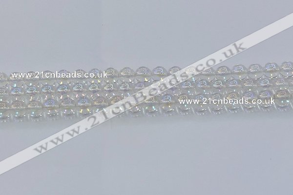 CNC571 15.5 inches 8mm round plated natural white crystal beads