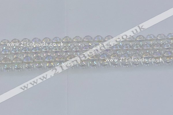 CNC572 15.5 inches 10mm round plated natural white crystal beads