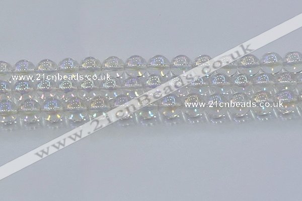 CNC574 15.5 inches 14mm round plated natural white crystal beads