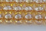 CNC577 15.5 inches 8mm round plated natural white crystal beads