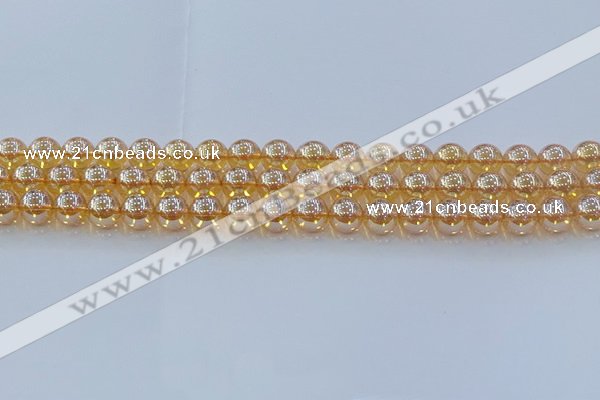 CNC577 15.5 inches 8mm round plated natural white crystal beads