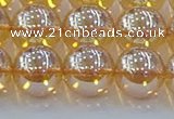 CNC580 15.5 inches 14mm round plated natural white crystal beads