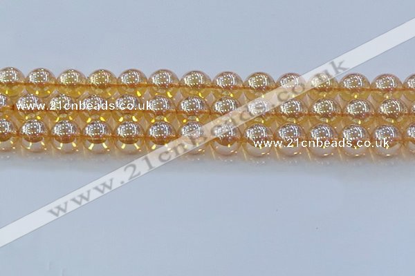 CNC580 15.5 inches 14mm round plated natural white crystal beads