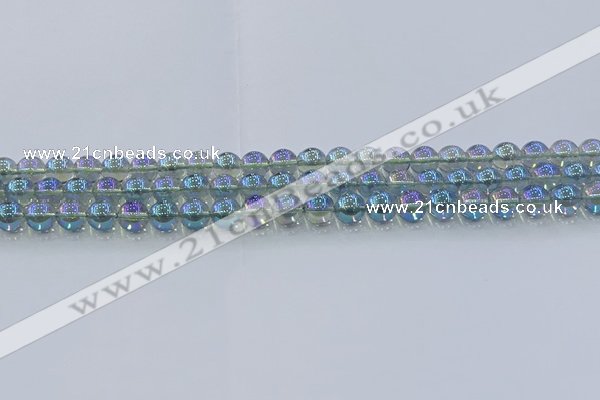 CNC582 15.5 inches 6mm round plated natural white crystal beads