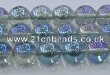 CNC583 15.5 inches 8mm round plated natural white crystal beads