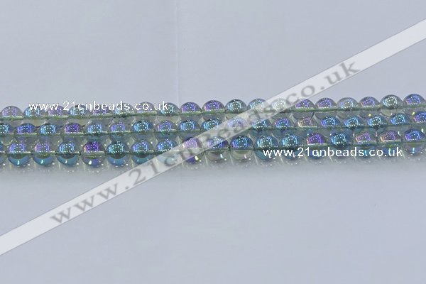 CNC583 15.5 inches 8mm round plated natural white crystal beads