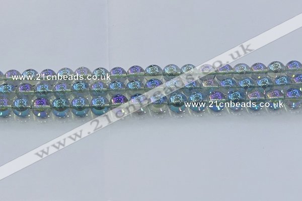 CNC584 15.5 inches 10mm round plated natural white crystal beads