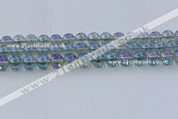 CNC586 15.5 inches 14mm round plated natural white crystal beads