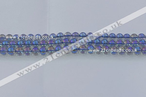 CNC588 15.5 inches 6mm round plated natural white crystal beads