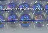 CNC591 15.5 inches 12mm round plated natural white crystal beads