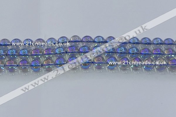 CNC591 15.5 inches 12mm round plated natural white crystal beads