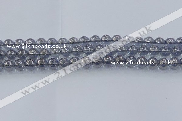 CNC595 15.5 inches 8mm round plated natural white crystal beads