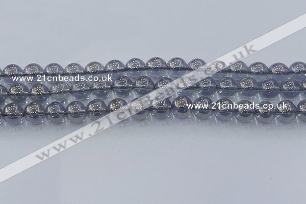 CNC597 15.5 inches 12mm round plated natural white crystal beads