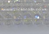 CNC600 15.5 inches 4mm faceted round plated natural white crystal beads