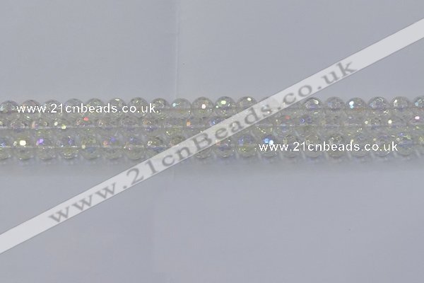 CNC600 15.5 inches 4mm faceted round plated natural white crystal beads