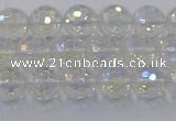 CNC601 15.5 inches 6mm faceted round plated natural white crystal beads