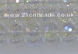 CNC602 15.5 inches 8mm faceted round plated natural white crystal beads