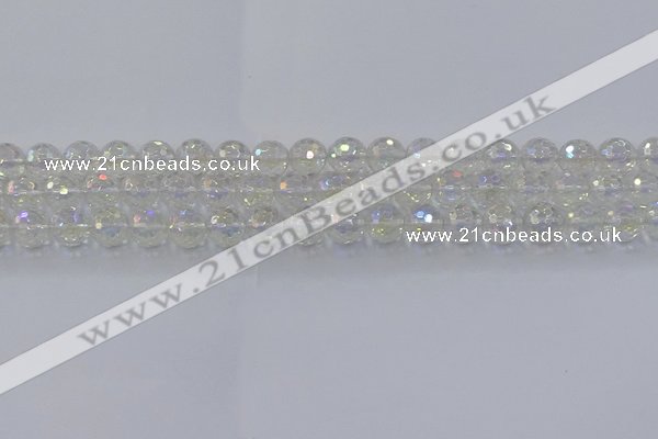 CNC602 15.5 inches 8mm faceted round plated natural white crystal beads