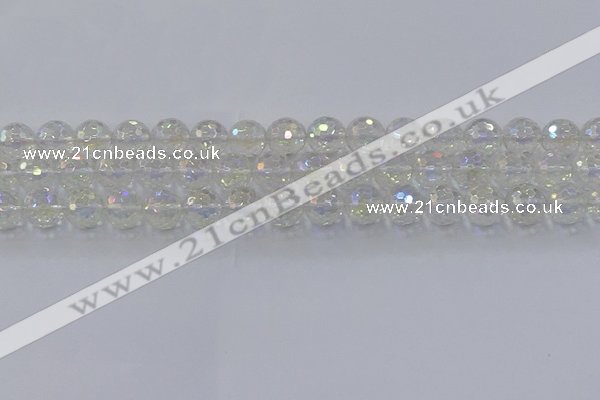 CNC603 15.5 inches 10mm faceted round plated natural white crystal beads