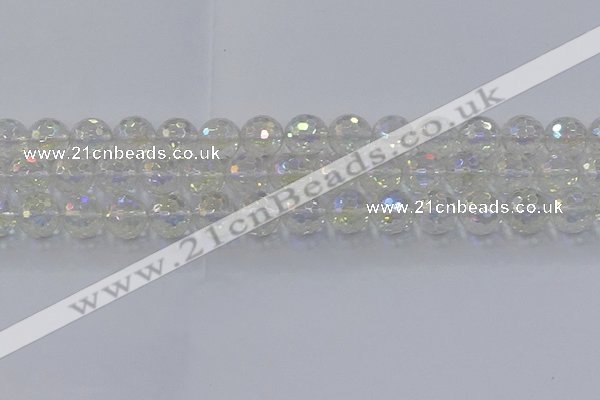 CNC604 15.5 inches 12mm faceted round plated natural white crystal beads