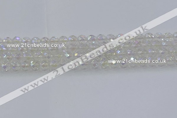 CNC610 15.5 inches 10mm faceted round plated natural white crystal beads