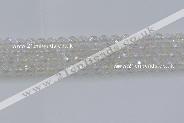 CNC611 15.5 inches 12mm faceted round plated natural white crystal beads