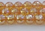 CNC615 15.5 inches 8mm faceted round plated natural white crystal beads