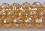 CNC616 15.5 inches 10mm faceted round plated natural white crystal beads