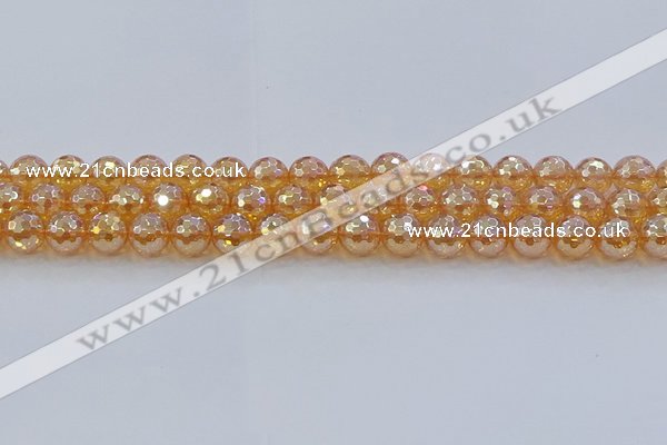 CNC616 15.5 inches 10mm faceted round plated natural white crystal beads