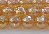 CNC617 15.5 inches 12mm faceted round plated natural white crystal beads