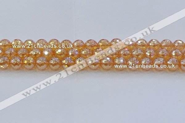 CNC617 15.5 inches 12mm faceted round plated natural white crystal beads