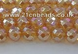 CNC620 15.5 inches 6mm faceted round plated natural white crystal beads