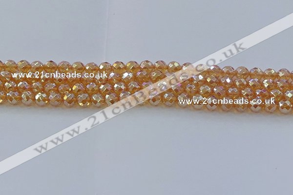 CNC620 15.5 inches 6mm faceted round plated natural white crystal beads