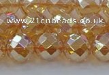 CNC622 15.5 inches 10mm faceted round plated natural white crystal beads