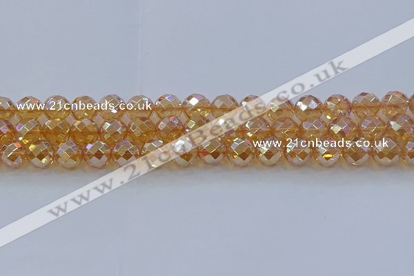 CNC622 15.5 inches 10mm faceted round plated natural white crystal beads