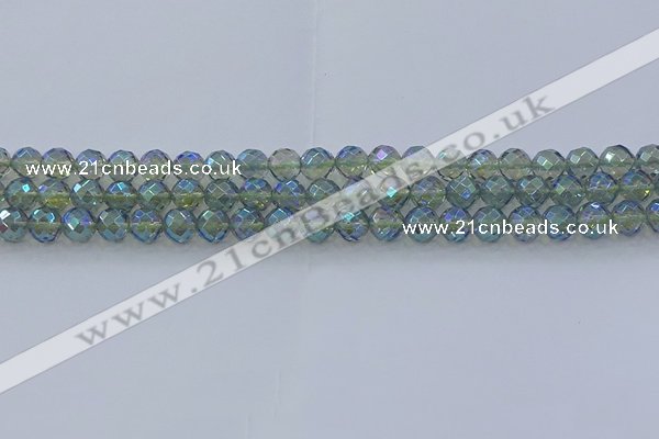 CNC626 15.5 inches 4mm faceted round plated natural white crystal beads