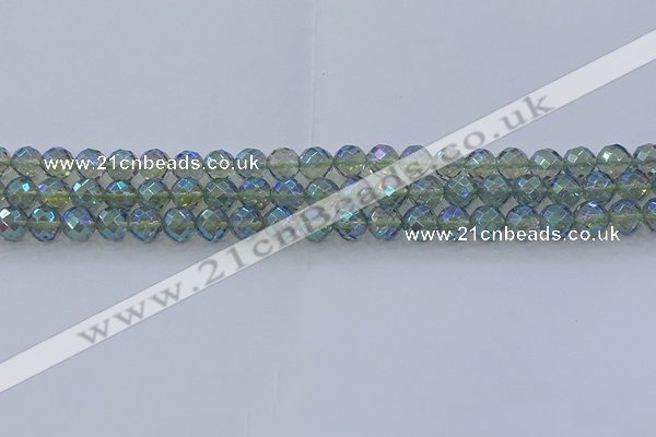 CNC627 15.5 inches 6mm faceted round plated natural white crystal beads