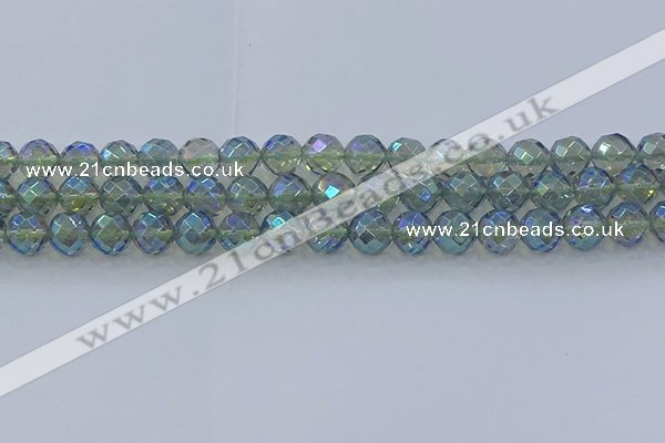 CNC629 15.5 inches 10mm faceted round plated natural white crystal beads