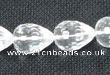 CNC63 15*20mm faceted teardrop grade A natural white crystal beads