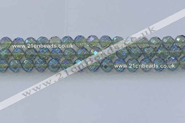 CNC630 15.5 inches 12mm faceted round plated natural white crystal beads