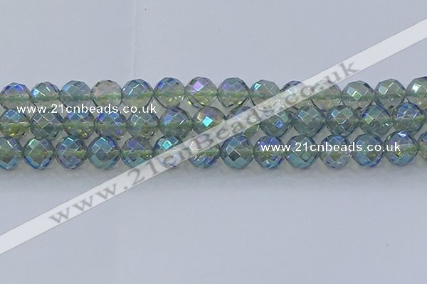 CNC631 15.5 inches 14mm faceted round plated natural white crystal beads