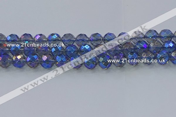 CNC637 15.5 inches 14mm faceted round plated natural white crystal beads